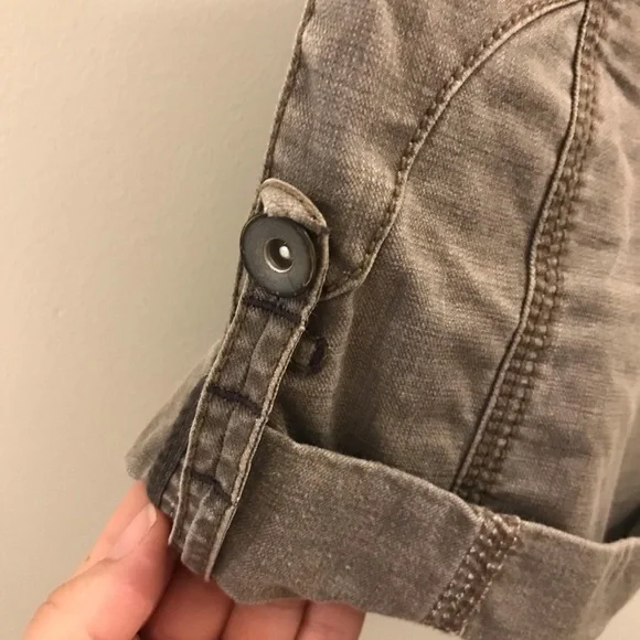 Free People Tie Waist Utility Shorts 4 gray beige - Picture 5 of 11